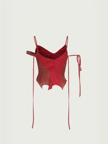 Red Strappy Patchwork Camisole Top