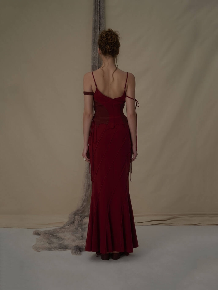 Red Strappy Patchwork Camisole Top