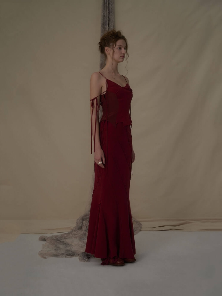 Red Strappy Patchwork Camisole Top