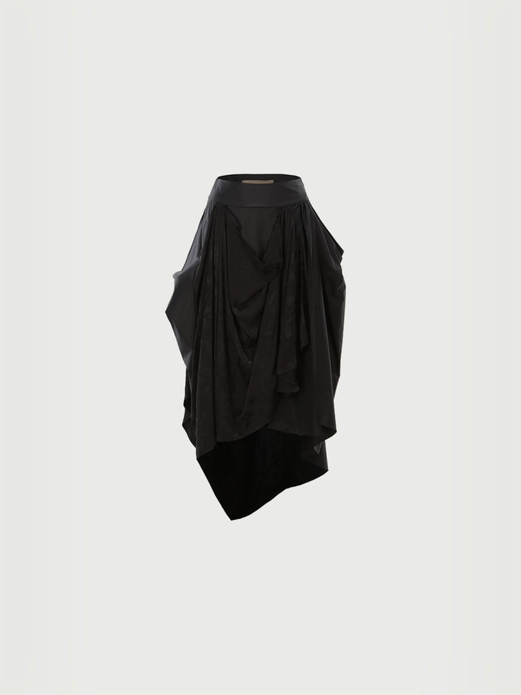 Black 3D patchwork skirt