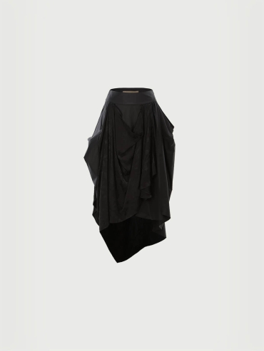 Black 3D patchwork skirt