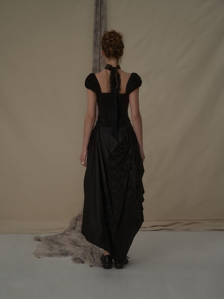 Black 3D patchwork skirt