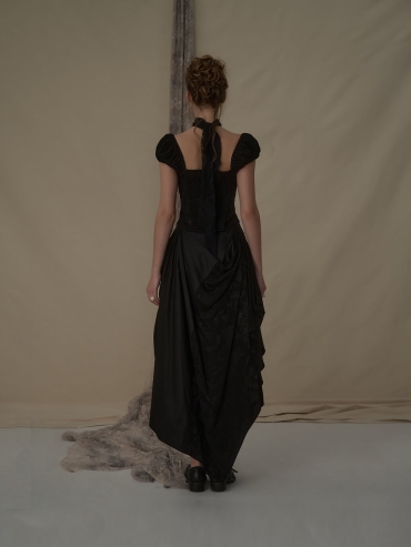 Black 3D patchwork skirt