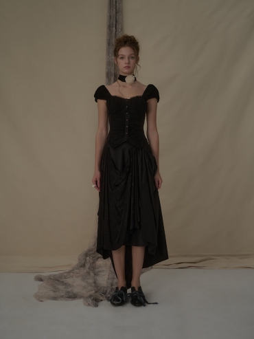 Black 3D patchwork skirt