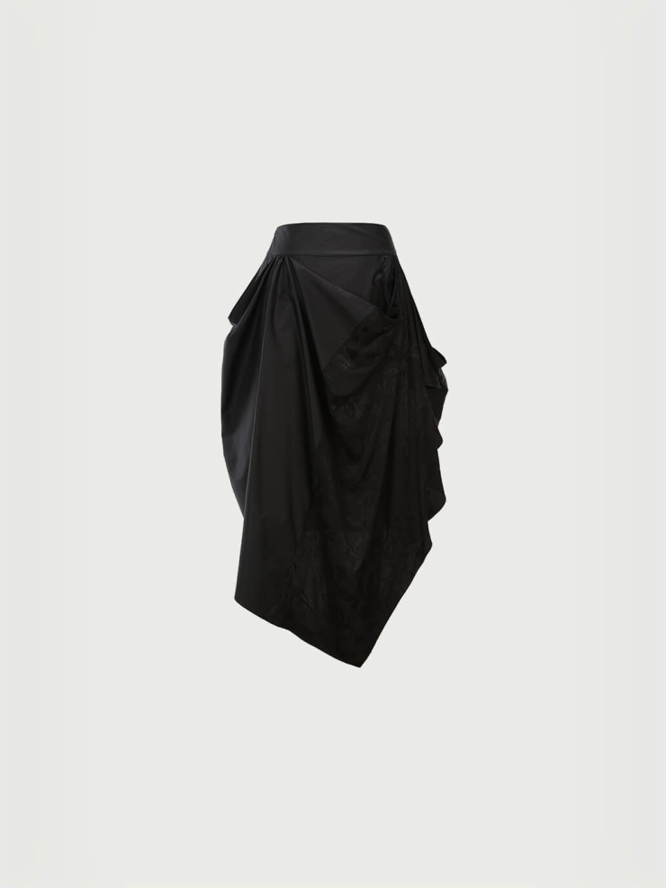 Black 3D patchwork skirt