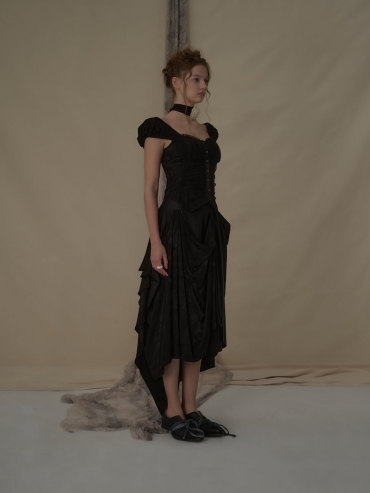 Black 3D patchwork skirt