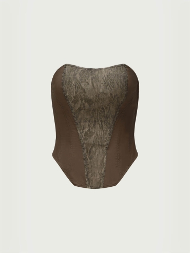 Brown jacquard blend tube top