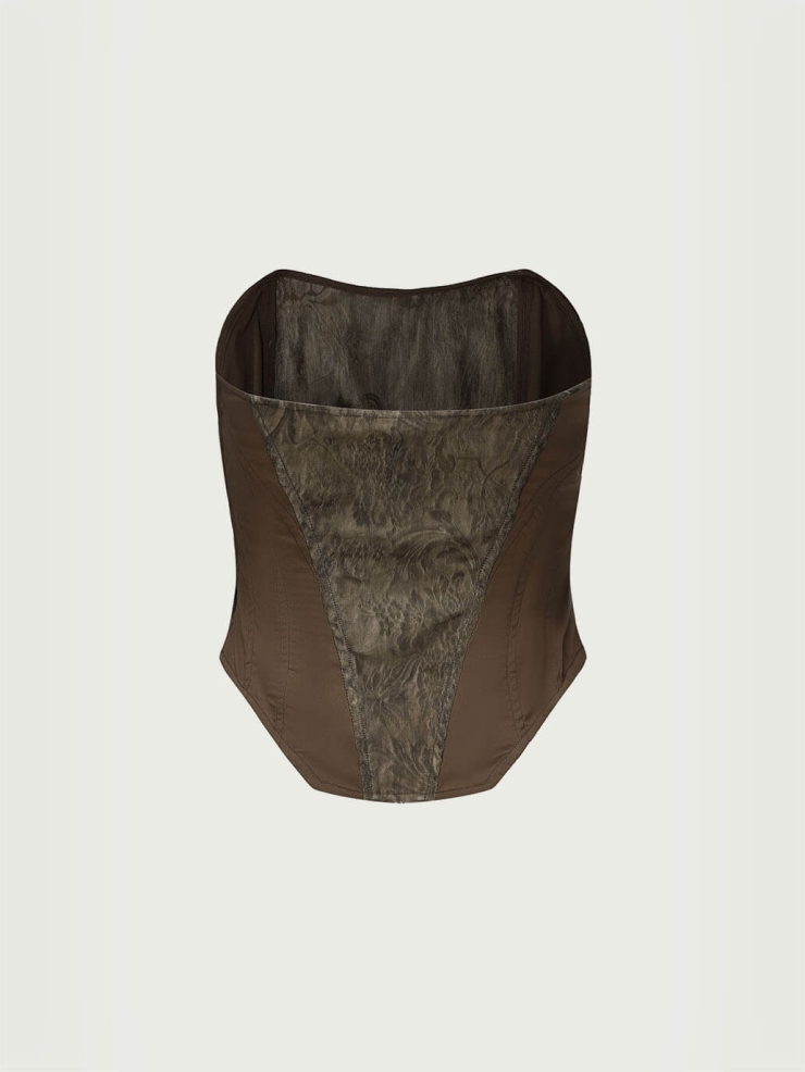 Brown jacquard blend tube top