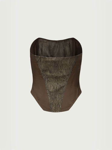 Brown jacquard blend tube top