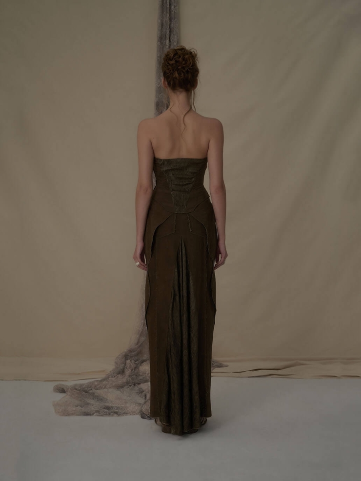 Brown jacquard blend tube top