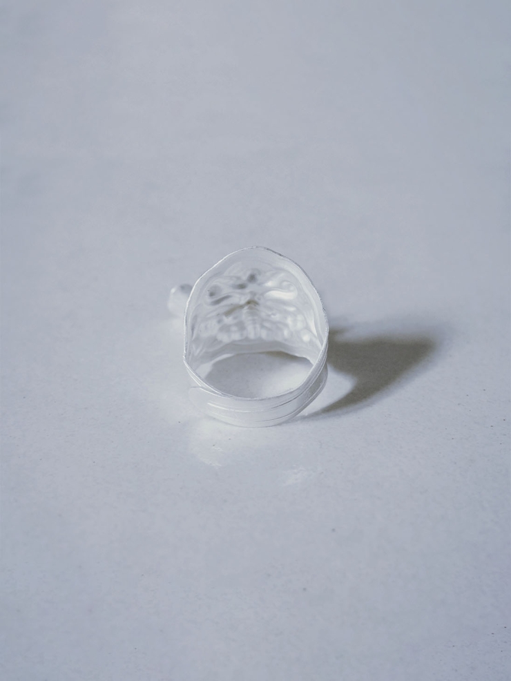 SUI-flower shaped silver ring with bell-shaped hangings