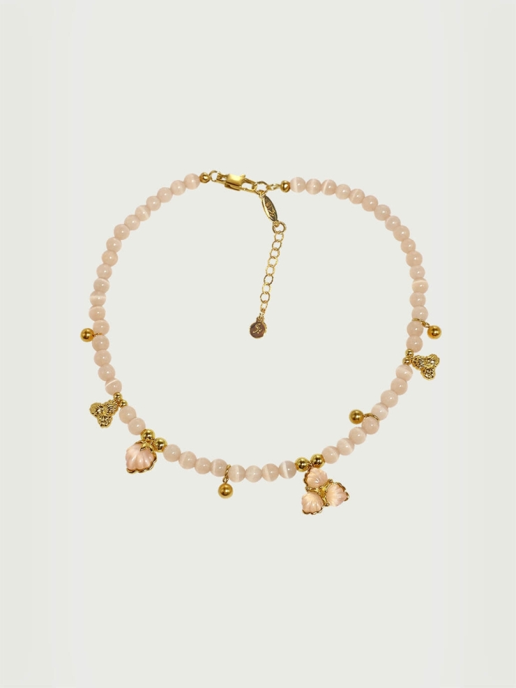 Champagne berry and beads necklace