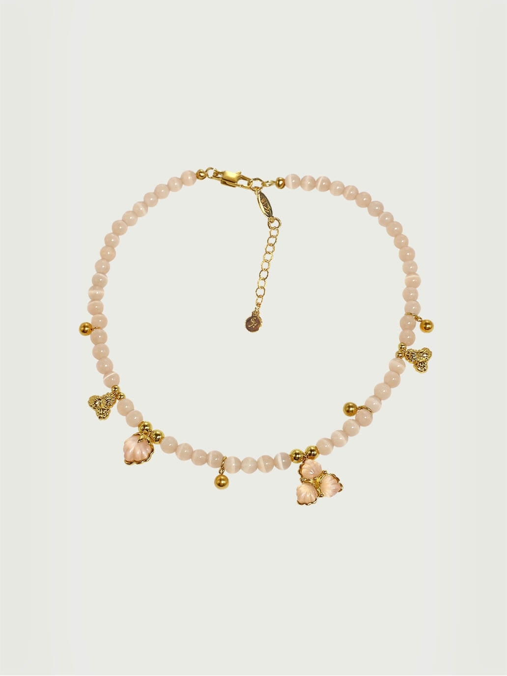 Champagne berry and beads necklace