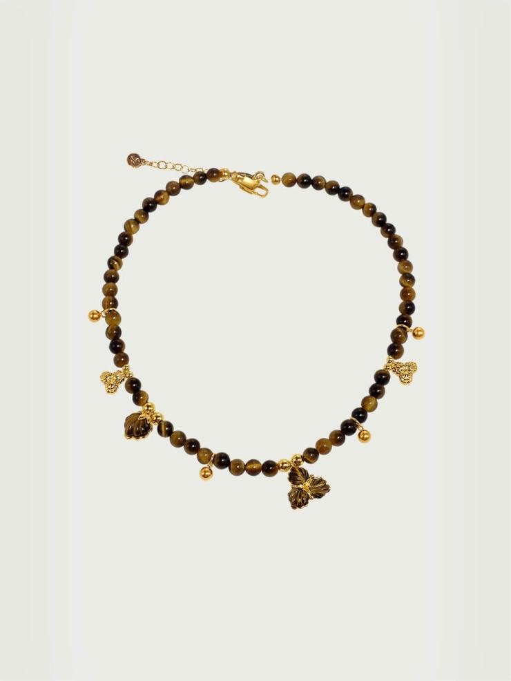 Amber berry and beads necklace