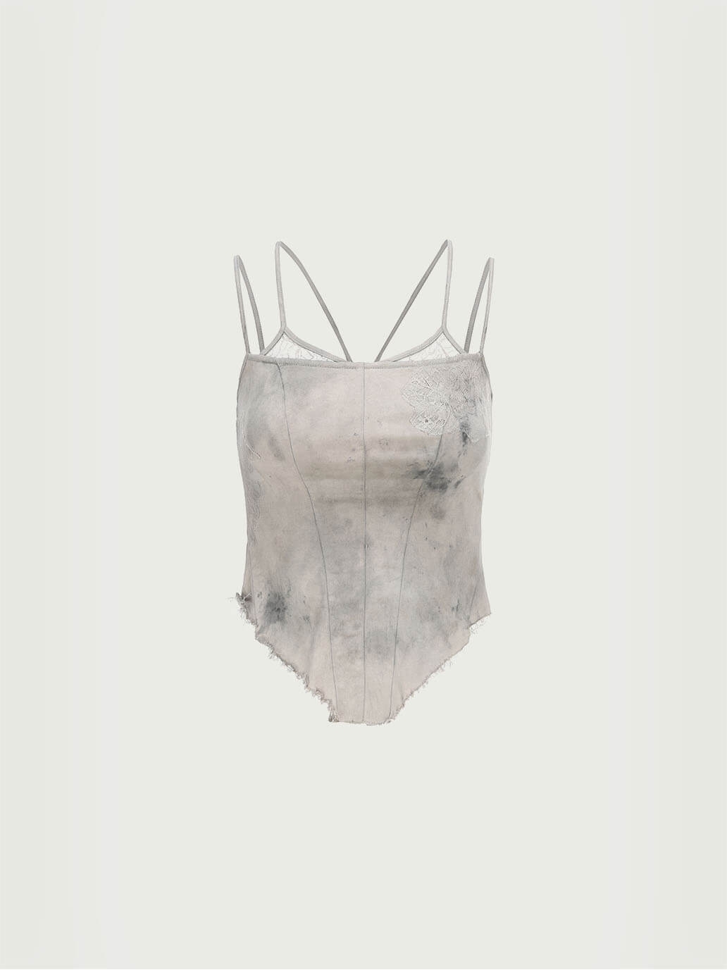 Plant dyed lace stretch camisole top
