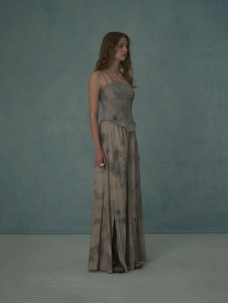 Plant dyed lace stretch camisole top