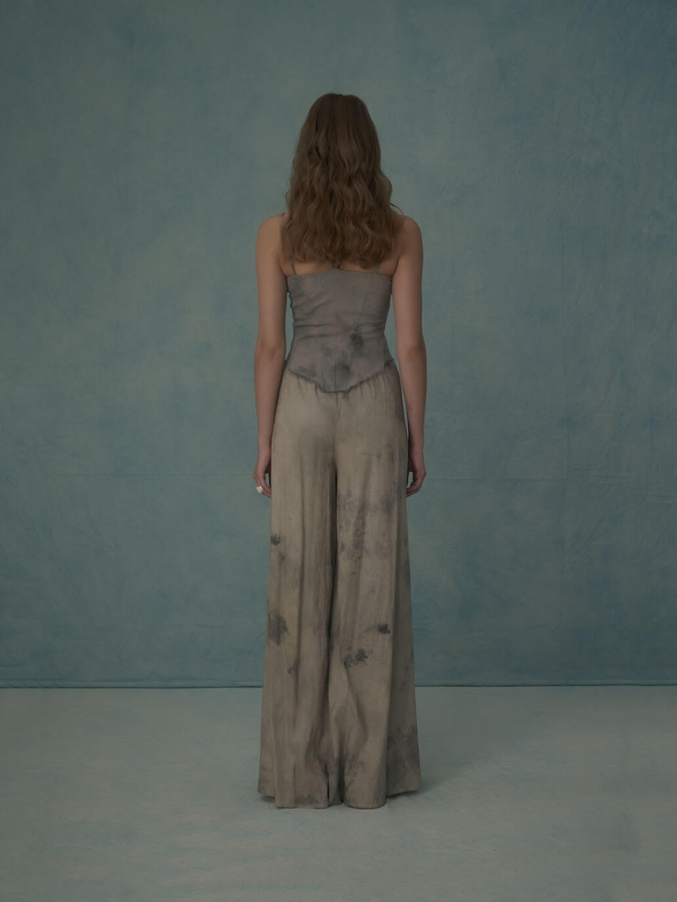 Plant dyed lace stretch camisole top