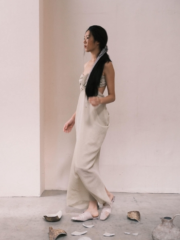 Green Jade Case Slightly Transparent Textured Tulle Green Openwork Dress