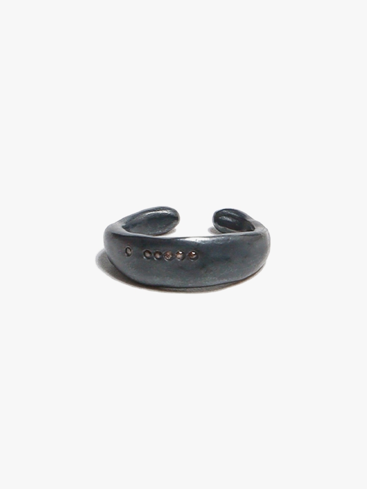 M.WONG Round Not Round - Wide Black Citrine Silver Ring