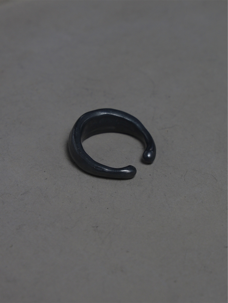 Round Not Round - Wide Black Citrine Silver Ring