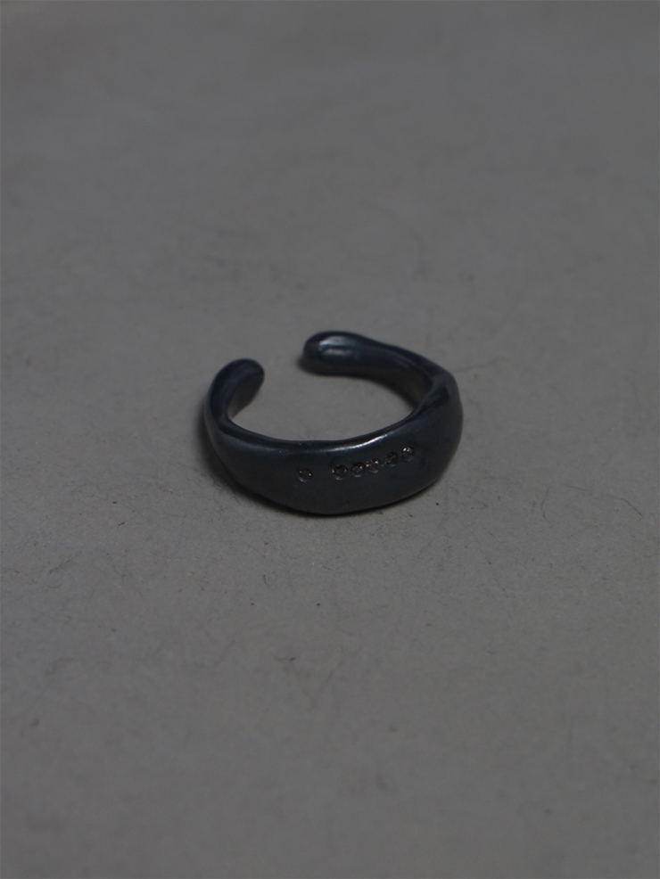 Round Not Round - Wide Black Citrine Silver Ring