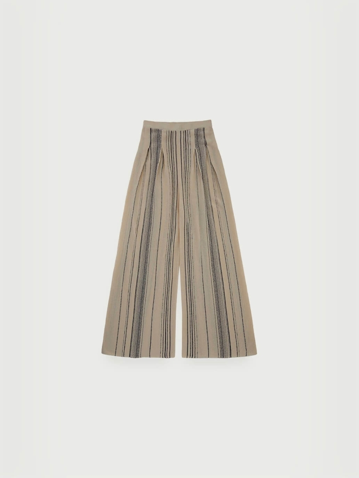 Beige and green siliene.p trousers