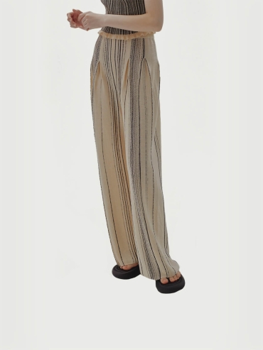 Beige and green siliene.p trousers