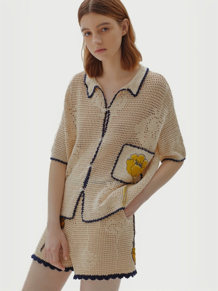 Beige ou-ou. handmade shirt
