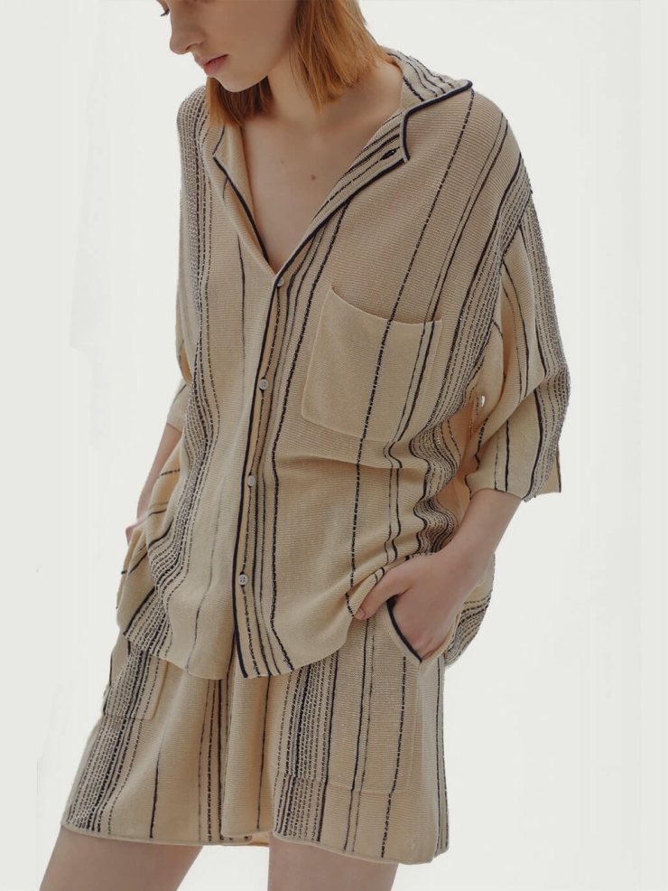 Beige and green siliene.c shirt