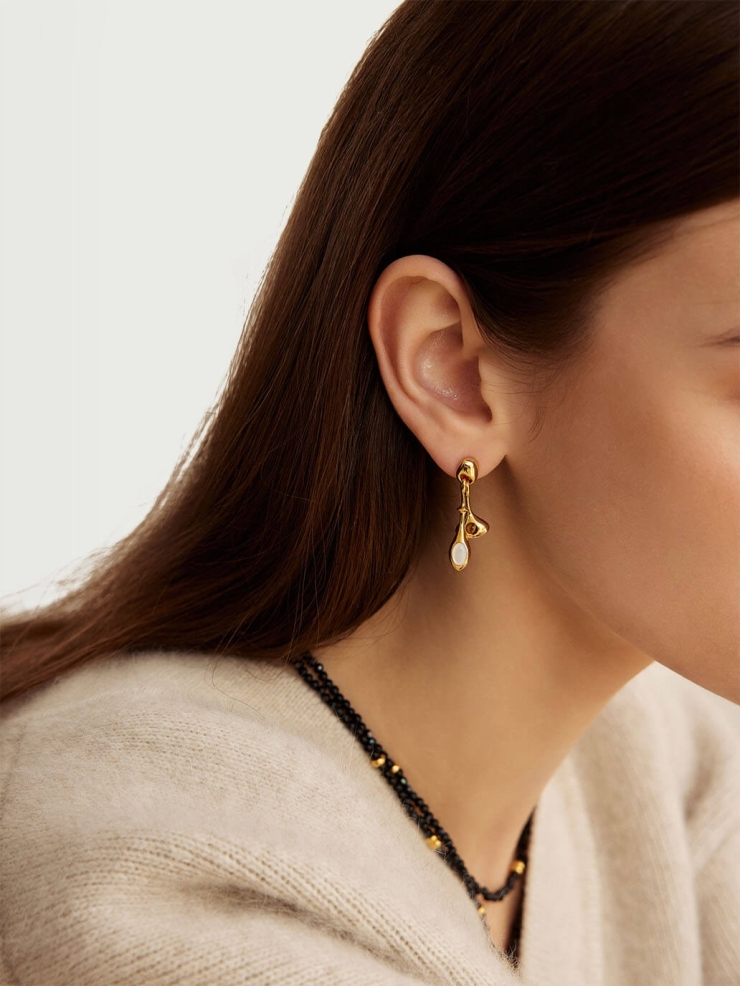 Gold Short Bell Earrings