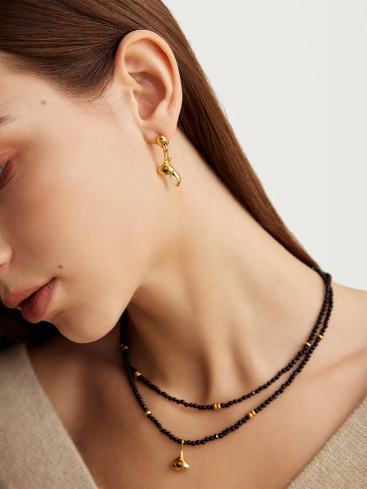 Gold Short Bell Earrings