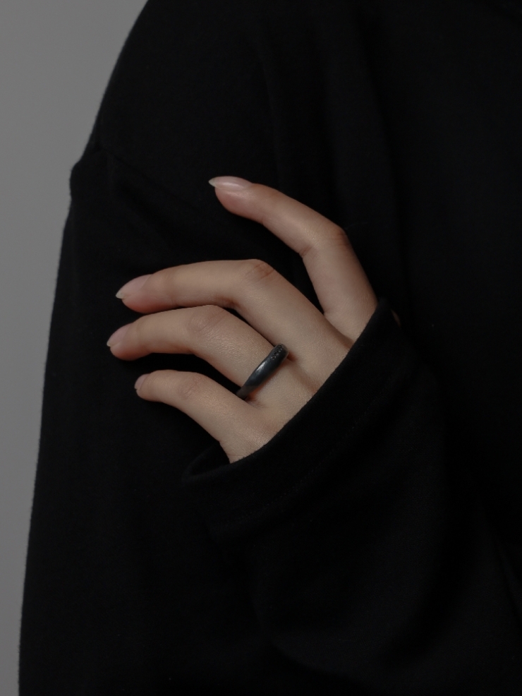 Round Not Round - Medium Black Citrine Silver Ring