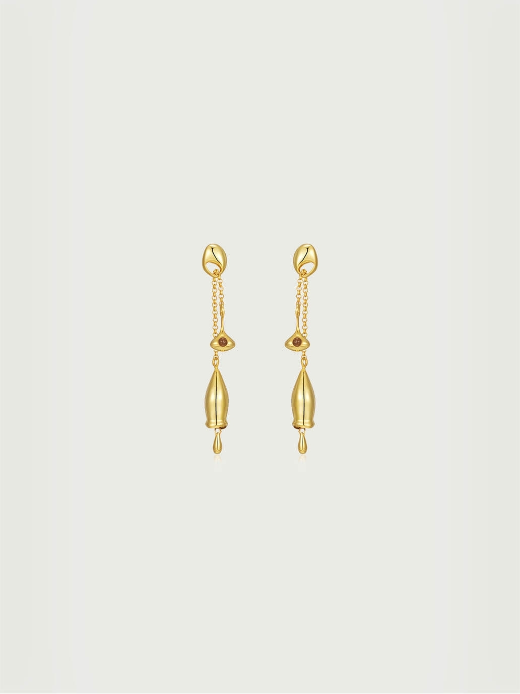 Gold Long Chain Bell Earrings