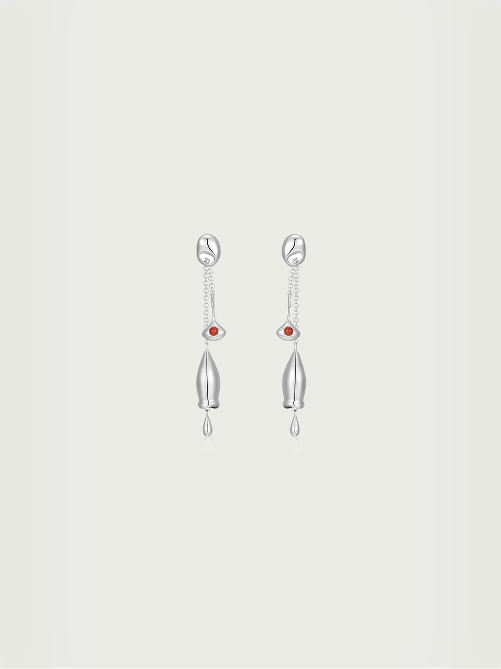 Silver Long Chain Bell Earrings