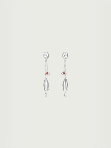 Silver Long Chain Bell Earrings