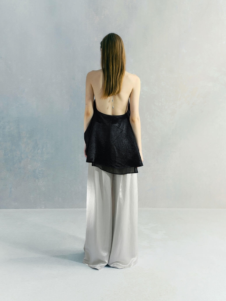 Gray Acetate Pod Wide Leg Pants