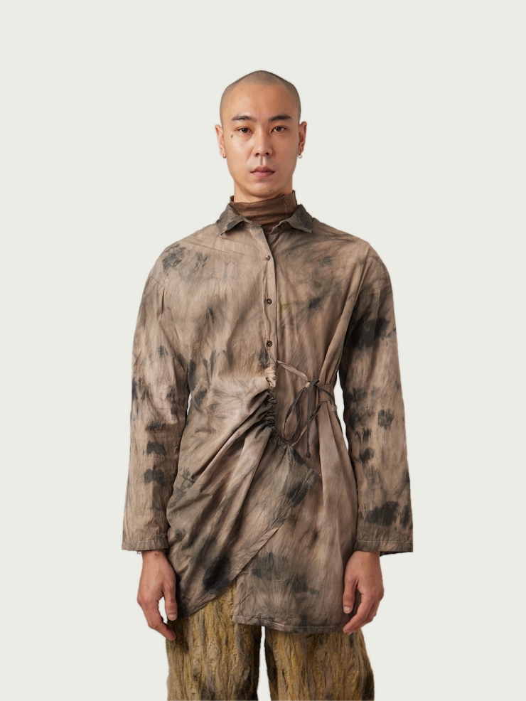 Tie Dyed Asymmetrical Strapping Shirt