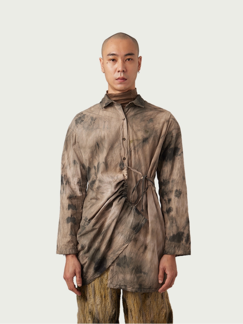 Tie Dyed Asymmetrical Strapping Shirt