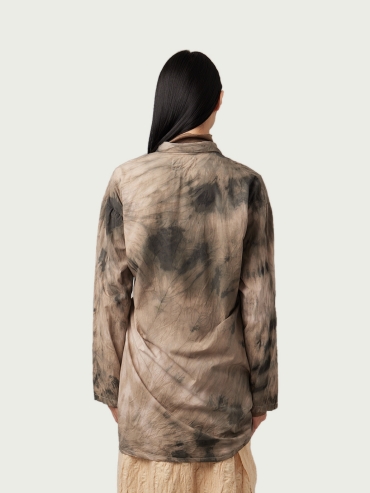 Tie Dyed Asymmetrical Strapping Shirt