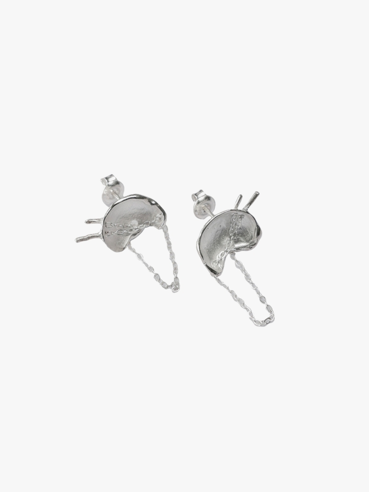 M.WONG White Eggshell Silver Earrings