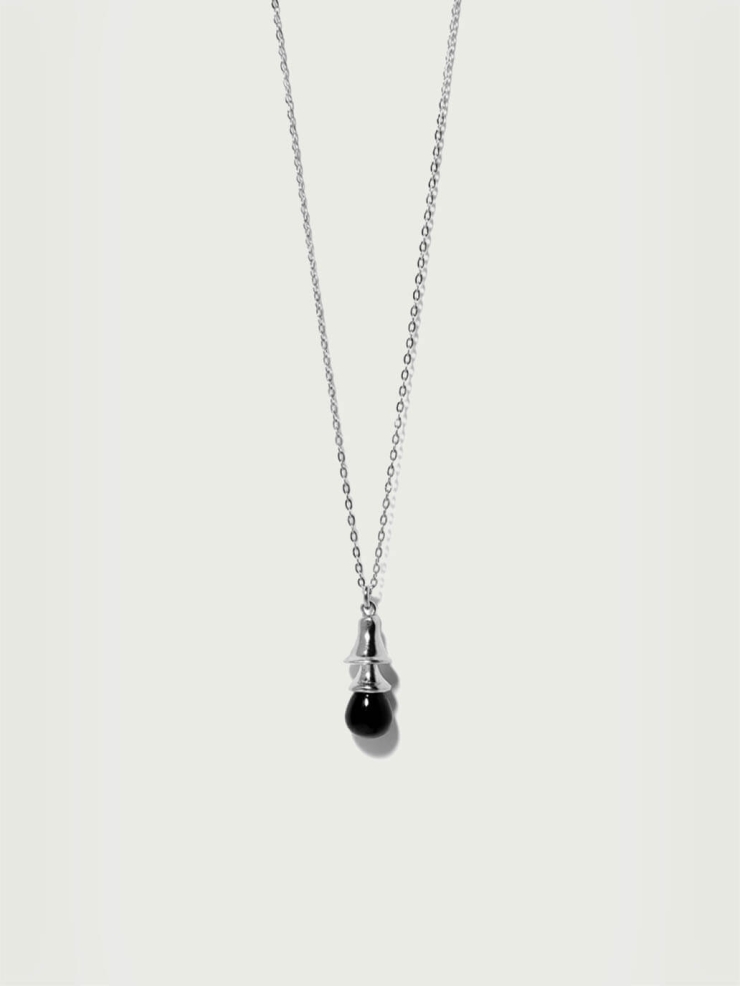 Black bell silver necklace