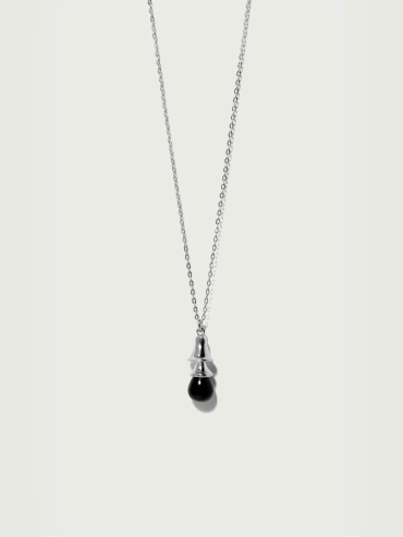 Black bell silver necklace