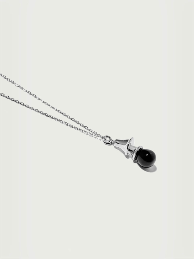 Black bell silver necklace
