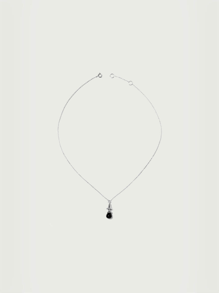 Black bell silver necklace