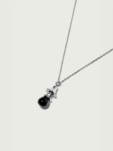 Black bell silver necklace