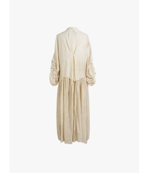 ELYWOOD Beige V-Neck Pleated Dress