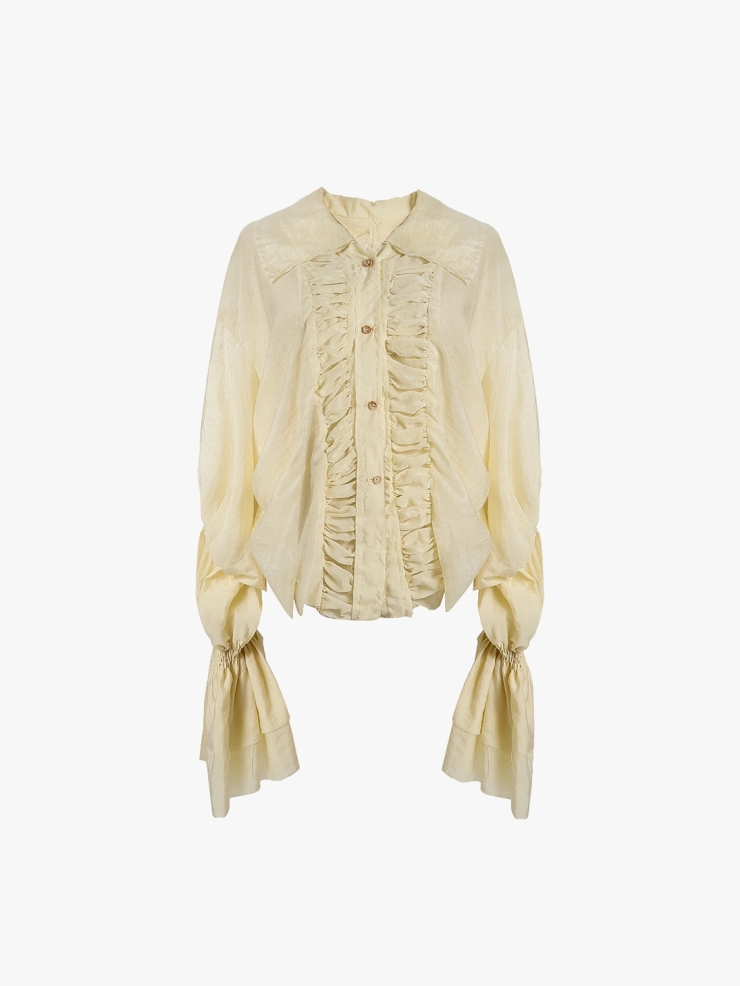 ELYWOOD Beige Double Collar Shirt