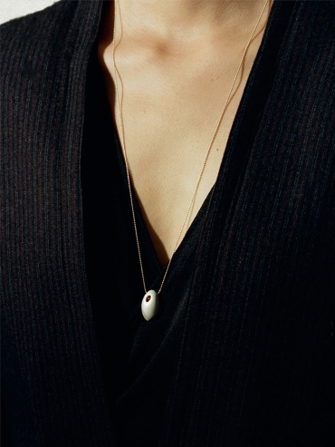 Silver and red pendant necklace - long