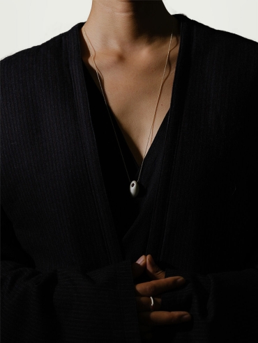 Silver and red pendant necklace - long