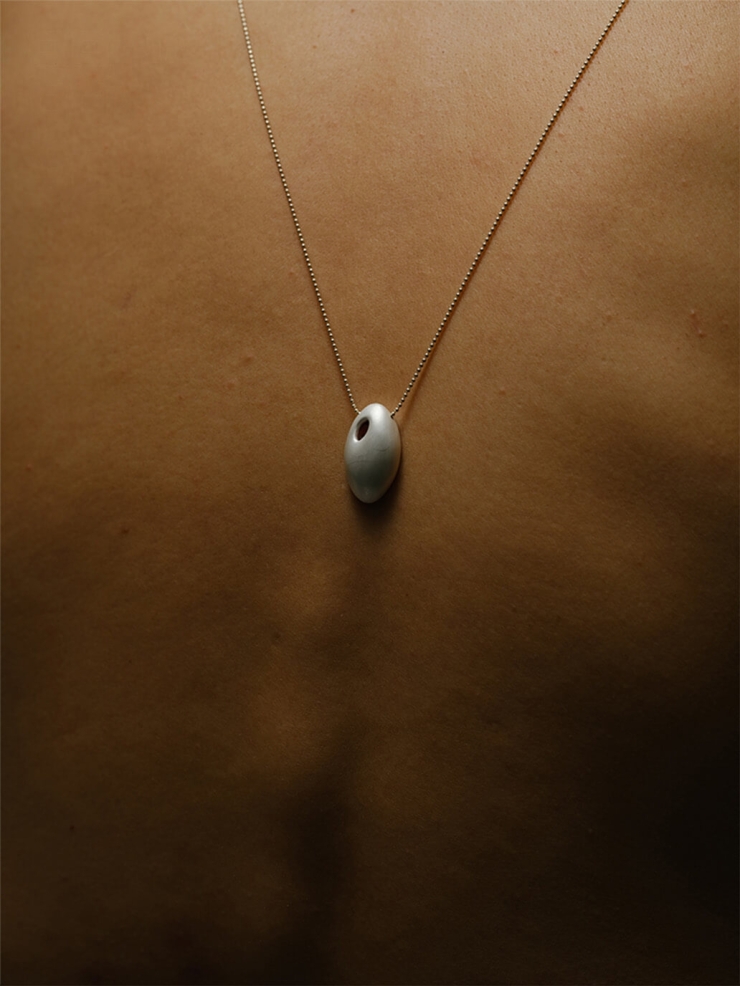 Silver and red pendant necklace - long